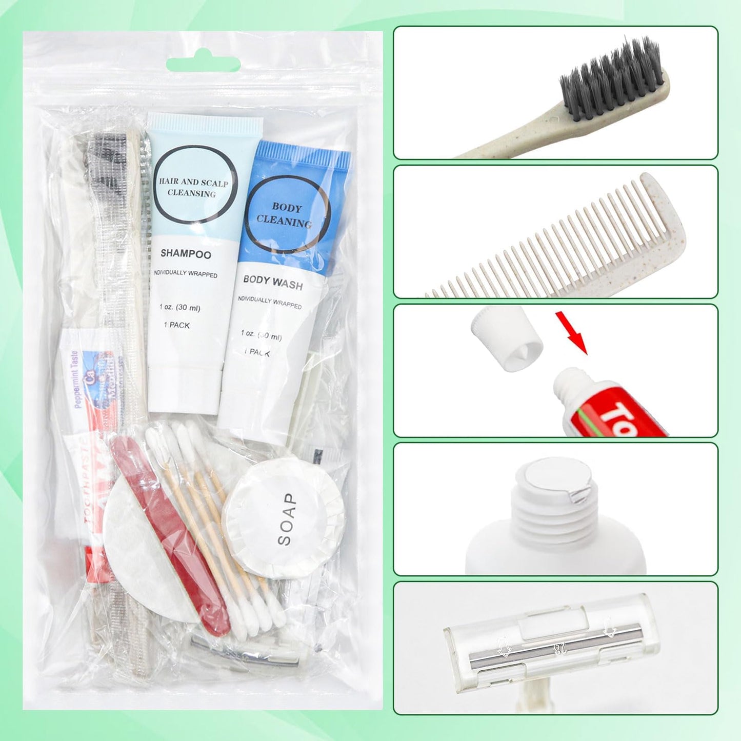 Toiletry Kits Homeless Personal Hygiene Care Package Kits Supplies In Bulk, Disposable Travel Size Essential Women Men Toiletries Set for Hotel,Charity,Camping,Travel (7.1 Inch, 100, Count)