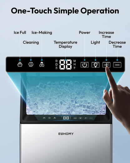 EUHOMY Commercial Ice Maker Machine,120lbs/24H Stainless Steel Under Counter Ice Machine with 33lbs Storage Bin, Freestanding Ice Maker for Home/Bar/Cafe/Restaurant(Mirror-Polished Stainless Steel)