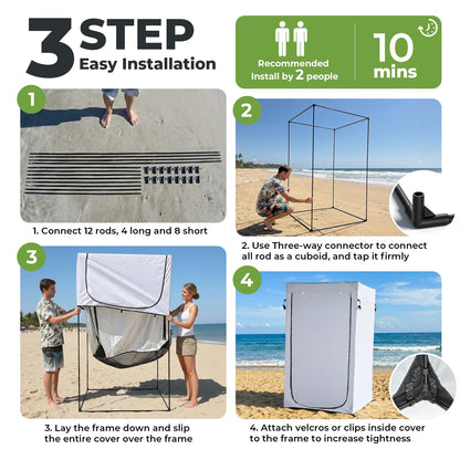 Alvantor® Shower Tent Changing Room Outdoor Shower Enclosure Privacy Shelter Toilet Tent Dressing Shelter Teflon Coating Fabric Multi-Proof Steel Pole for Patio, Garden, Poolside 47"x47"x81"