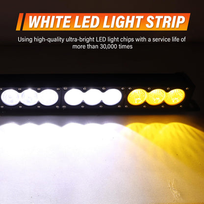 Willpower 32 inch LED Light Bar Single Row White Amber Dual Color 180W Off Road Light Bar Spot Flood Combo LED Work Light Truck UTV 4x4 Cars SUVs ATVs Boats Fog Driving Light with Wiring Harness kit