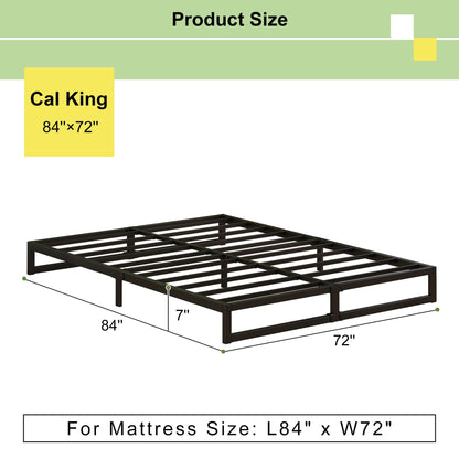 EMODA 7 Inch California King Bed Frames Heavy Duty Metal Cal King Platform with Steel Slats Support, No Box Spring Needed, Noise Free, Black
