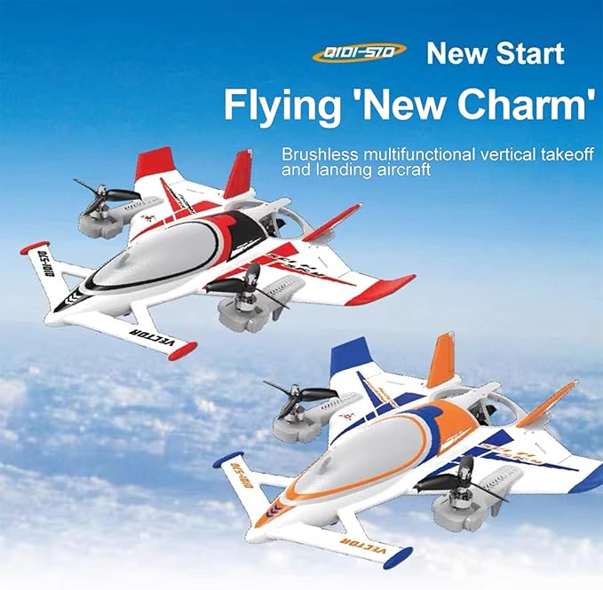 QIDI 570 RC Airplane 2.4Gh 6CH RC Glider Fixed Wing Aircraft 3 Flight Models Brushless RC Helicopters Vertical Takeoff RC Glider (Red)
