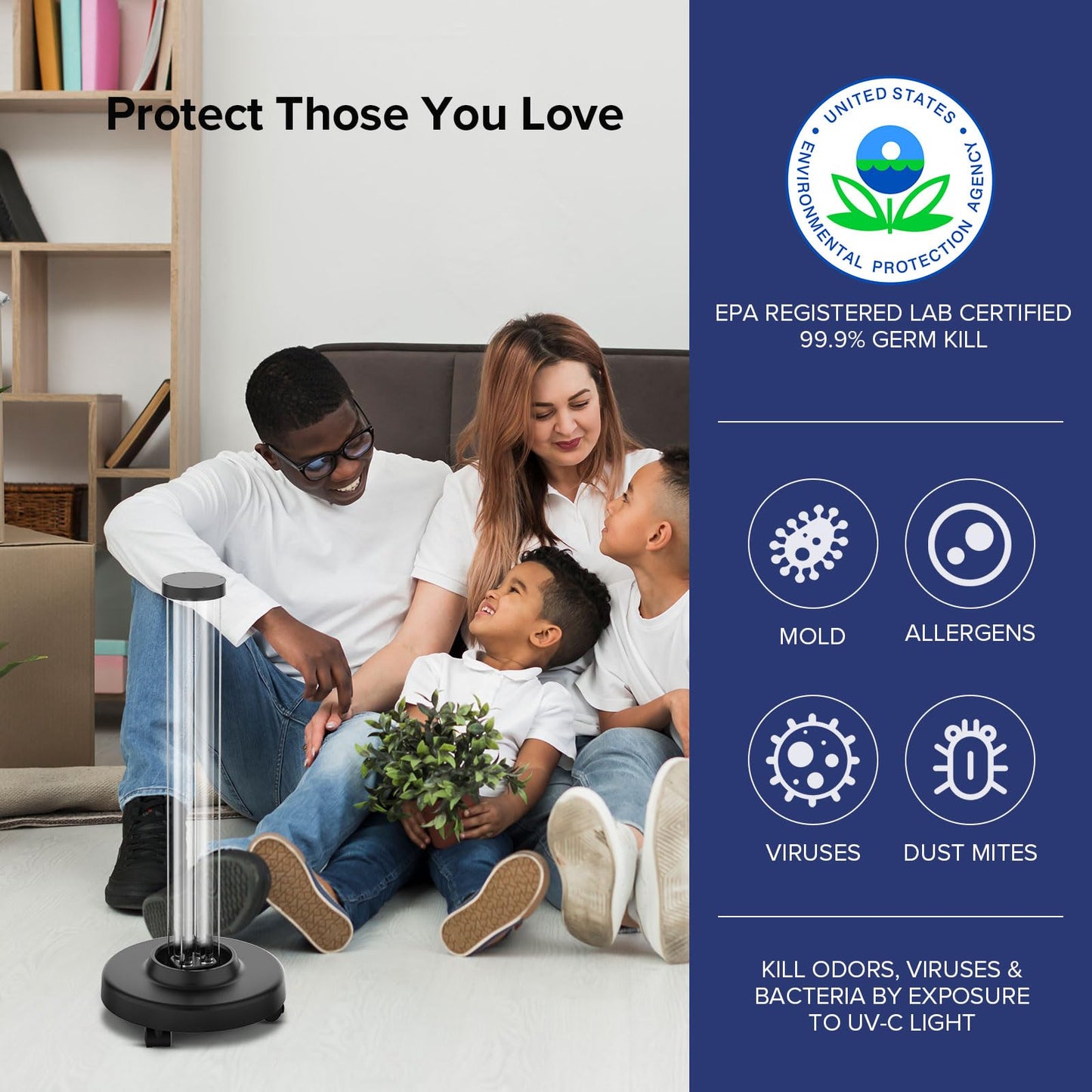 SANSI 100W UVC Disinfection Cart with Wheels, Portable Mobile UV Light Sanitizer with Remote & 3 Timer Settings, Ozone-Free, 99.9% Germ Kill in 30 Mins for Large Space, Home, Hotel, School