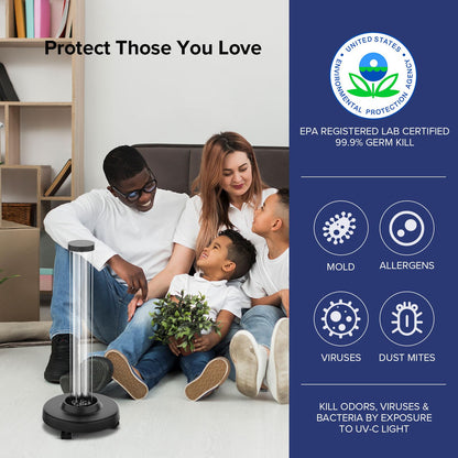 SANSI 100W UVC Disinfection Cart with Wheels, Portable Mobile UV Light Sanitizer with Remote & 3 Timer Settings, Ozone-Free, 99.9% Germ Kill in 30 Mins for Large Space, Home, Hotel, School