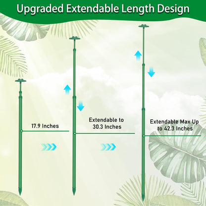 Skiennix Extendable Plant Stakes - Adjustable 17.9IN to 42.3IN Support for Orchids & Vines | 5-Pack