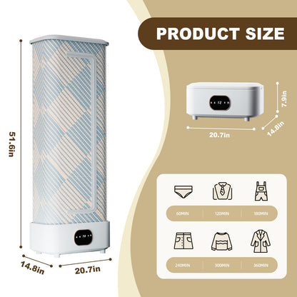 Portable Clothes Dryer, 1000W Foldable Automatic Drying Machine with Remote Control, Compact Laundry Dryer for Home, Apartment & Travel Use