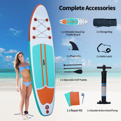 Inflatable Paddle Boards Stand Up Paddleboard Wide Stable with SUP Paddle Board Accessories for All Skill Levels with Fins, Adjustable Paddle, Pump, Backpack, Leash