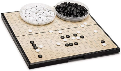 AMEROUS 11 Inches Magnetic Go Game Set (19 x 19) Travel Foldable Board Game Set with Magnetic Plastic Stones &amp Go Game Rules for Beginner Kids Adults （Weiqi）