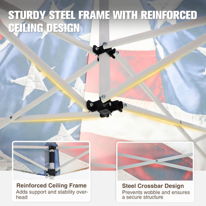 EAGLE PEAK Pop up Canopy 5x5, Outdoor Portable Canopy Tent with One Removable Sunwall, Carry Bag Included, Stars and Stripes