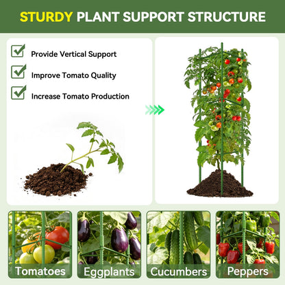 Halatool 8 Pack Tomato Cages for Garden, Up to 48in (4FT) Adjustable Tomato Cage, Garden Stakes Tomatoe Trellis for Pots, Tomatoes Plant Support for Raised Garden Bed & Climbing Vegetables Flowers