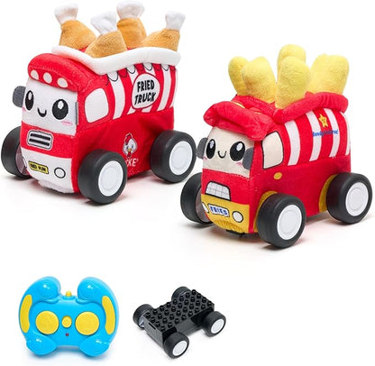 Plush Toy Remote Control Vehicle with 2 Detachable Dolls Kids Electric RC Toy for Boys Girls Ages 2+ Soft Plush &amp Durable Design Suitable for Blocks (Fastfood Truck)