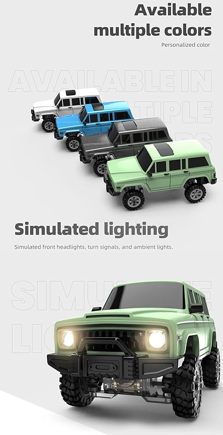 SNICLO 1:64 Mini 4WD RC Off-Road Car 2.4G Full Proportional Control Metal Driveshaft Multi-Link Chassis Independent Suspension RTR Electric Climbing Vehicle(Blue/RTR Cam Version)