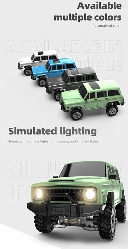 SNICLO 1:64 Mini 4WD RC Off-Road Car 2.4G Full Proportional Control Metal Driveshaft Multi-Link Chassis Independent Suspension RTR Electric Climbing Vehicle(Blue/RTR Cam Version)