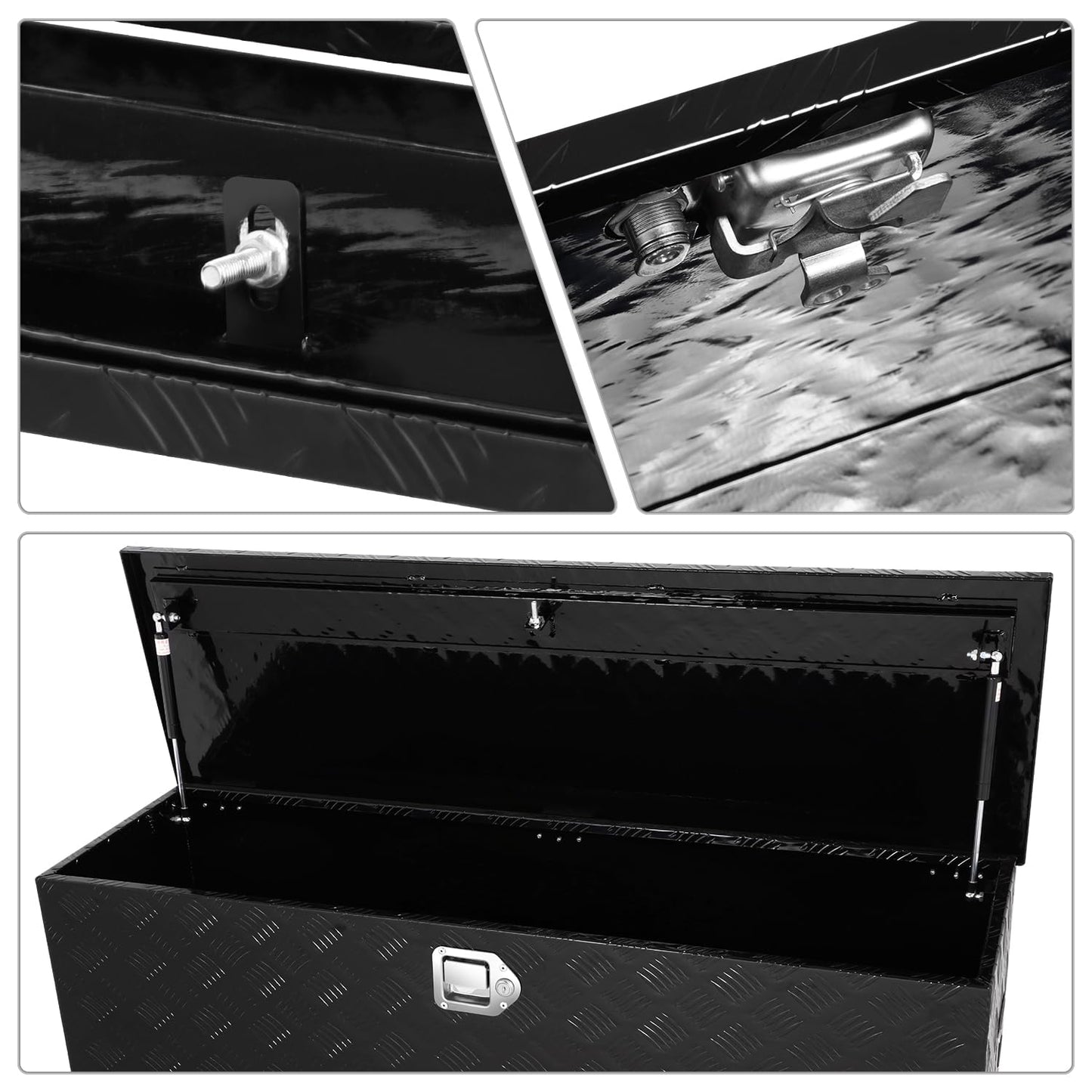 DNA MOTORING Truck Tool Box Lockable Storage Box, Truck Bed Tool Box Truck Bed Organizer Aluminum Truck Tool Boxes for Bed of Truck, w/Lock & Keys, 47"L X 15" W X 15" H Black, TBOX-T5-001-BK