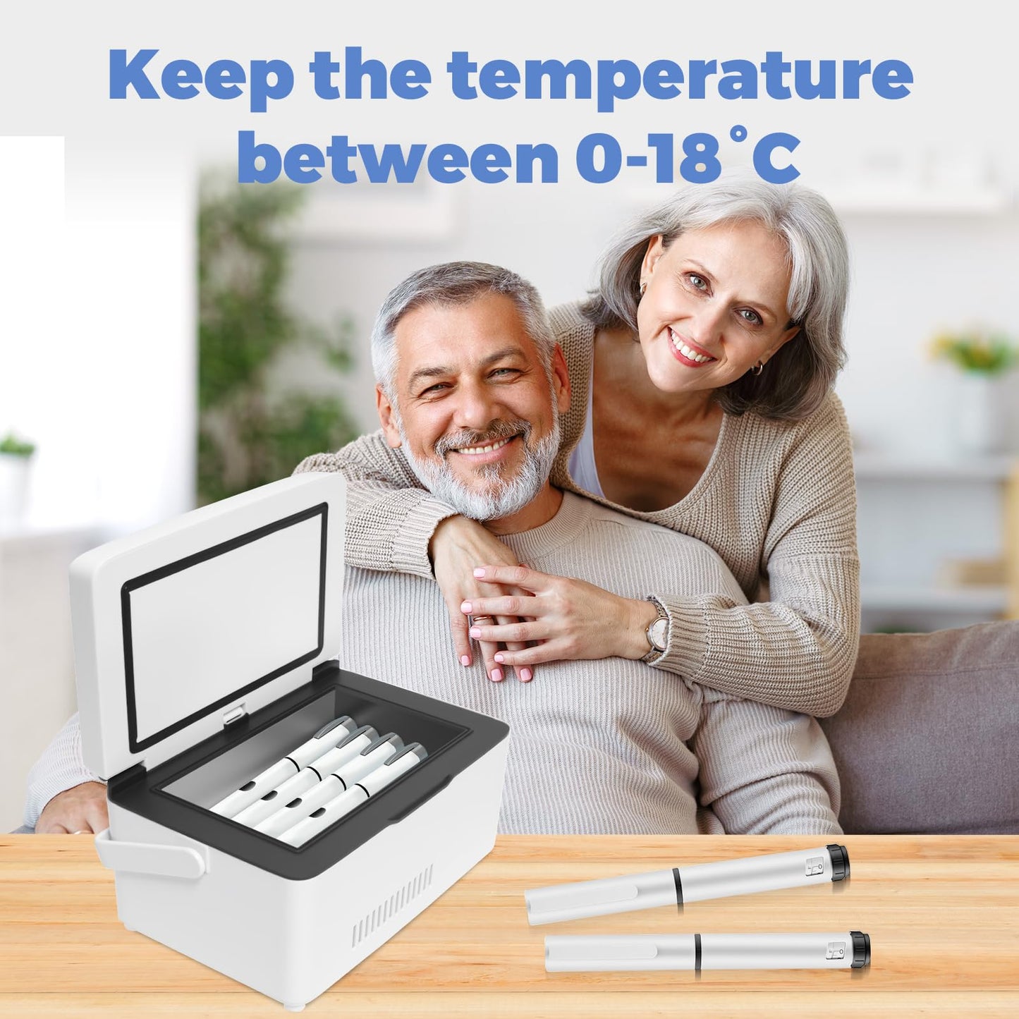 Electric Insulin Cooler Travel Case Box, Insulin Fridge Portable Insulin Refrigerator, Diabetic Travel Case, TSA Approved Battery Powered, 32℉-64℉Temperature Control LCD Display
