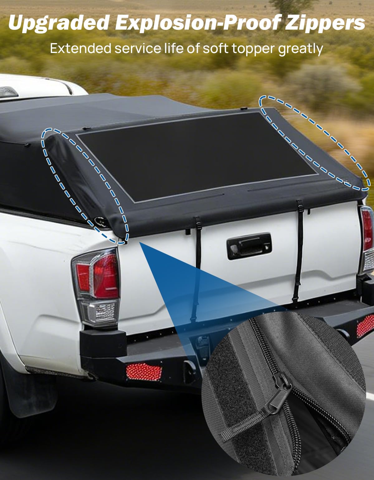 JOYTUTUS Upgraded Truck Bed Soft Topper Compatible with 2005-2023 Tacoma with 6ft Bed, Foldable Camper Shell Truck Top
