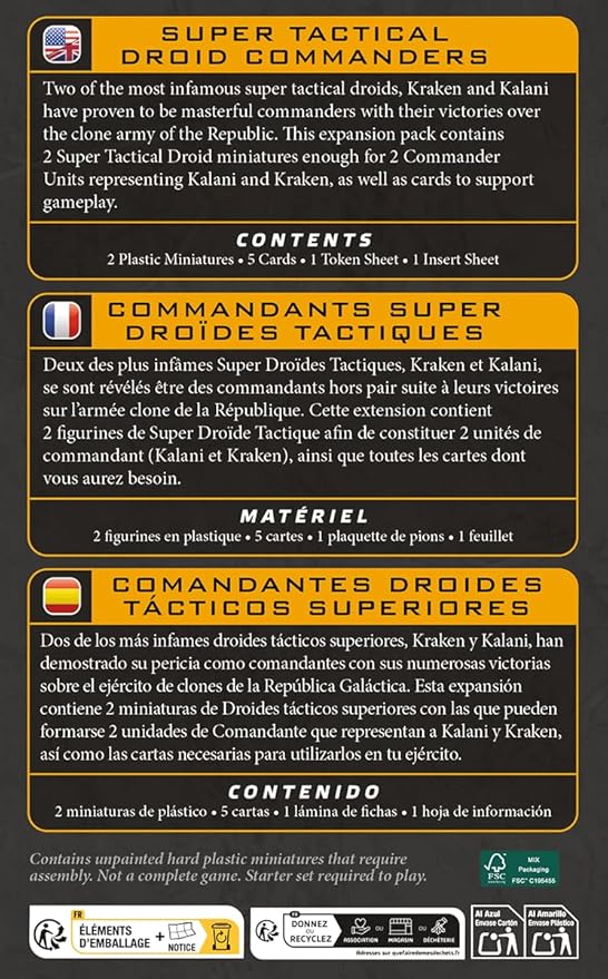 Asmodee Star Wars: Legion Super Tactical Droid Commanders - Separatist Alliance Leader Expansion Tabletop Miniatures Game Strategy Game for Kids and Adults Ages 14+ 2 Players 90 Min Playtime