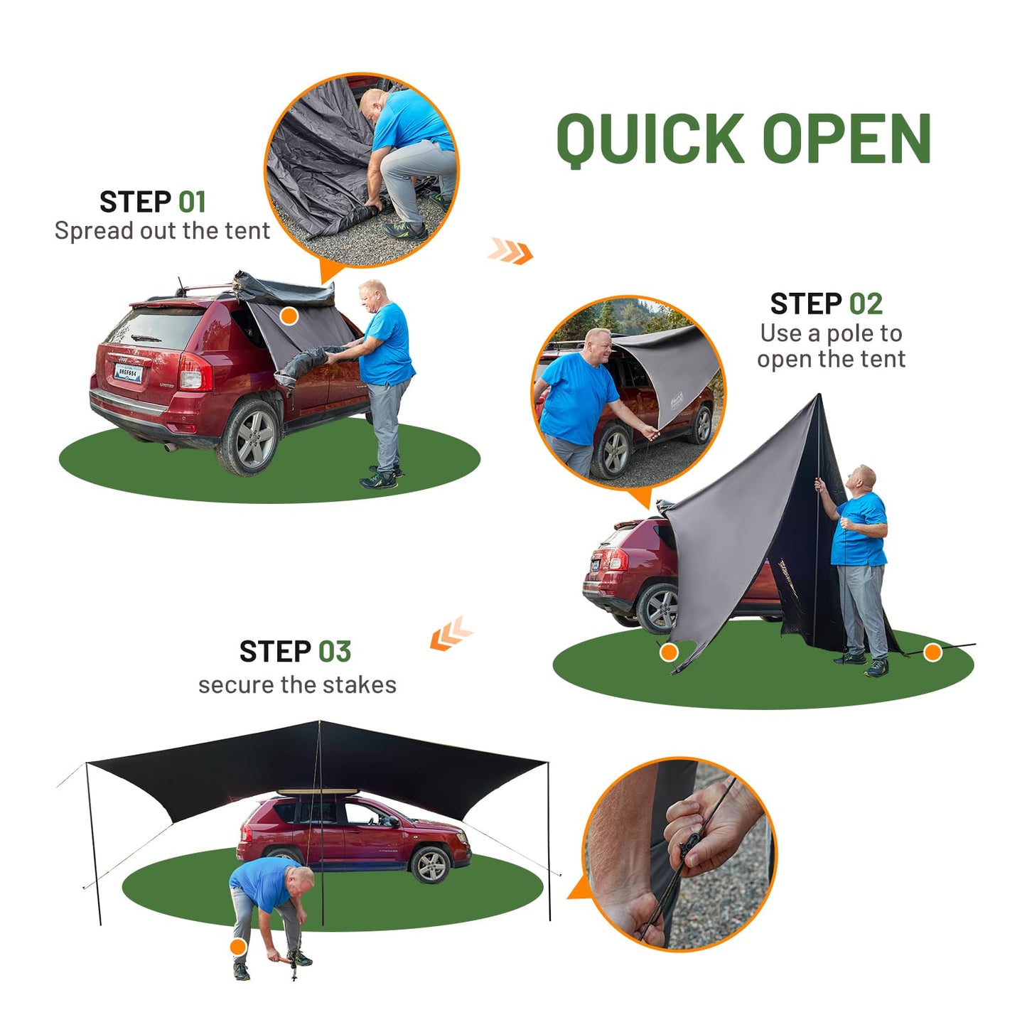 TIMBER RIDGE 19x9.8ft Retractable Car Awning with Blackout Coating, 186ft² Roof Rack Pull-Out Sun Shade Overland Camping, UPF50+ Waterproof Sun Shelter for Vehicle/Truck/Jeep/SUV/Van Grey