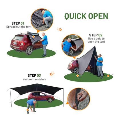 TIMBER RIDGE 19x9.8ft Retractable Car Awning with Blackout Coating, 186ft² Roof Rack Pull-Out Sun Shade Overland Camping, UPF50+ Waterproof Sun Shelter for Vehicle/Truck/Jeep/SUV/Van Grey