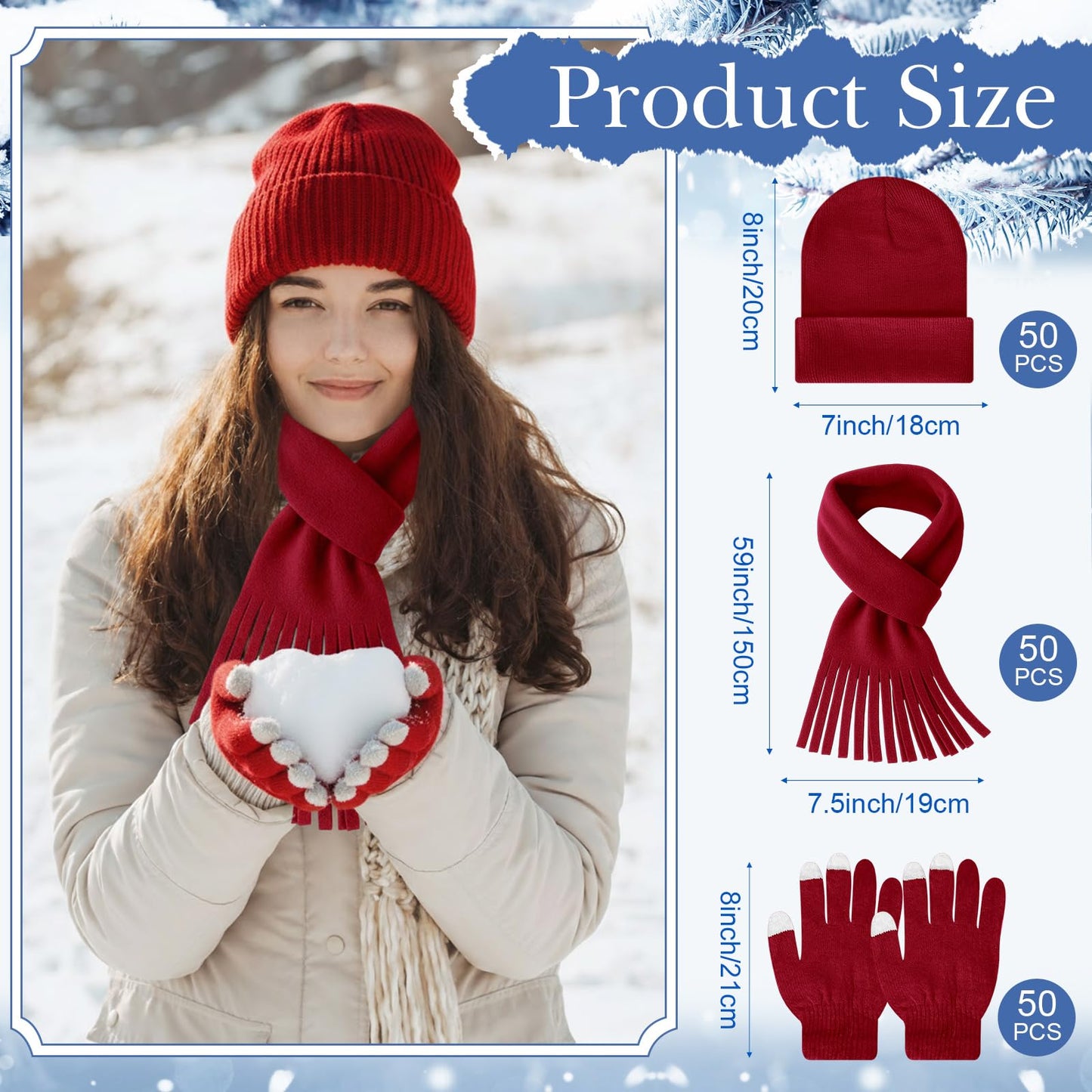 Suhine 200 Pcs 200/320 Pcs Winter Beanies Hat Glove Scarf Emergency Blanket Bulk Warm Homeless Care Package Supplies for Women Men (Soft Colors)