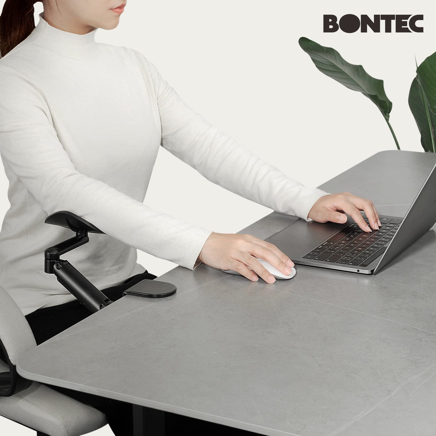 BONTEC Adjustable Arm Rest for Desk, Ergonomic Elbow Rest Pad, 360° Rotating & Extendable Desk Arm Support, Durable Aluminum, Keyboard & Computer Arm Rest Pad, Office & Gaming Desk Accessories