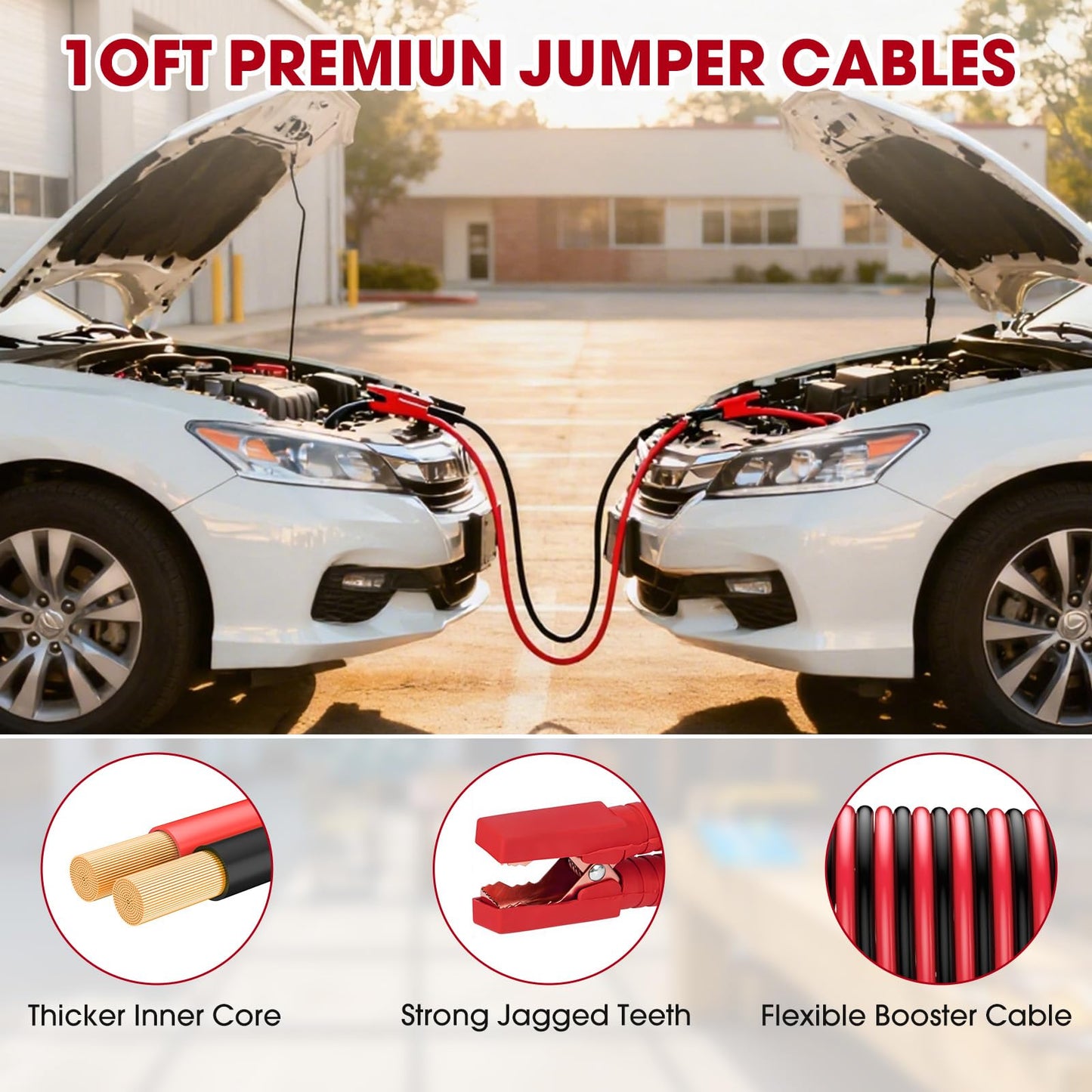 Roadside Emergency Car Kit for Vehicles, Pink Car First Aid Kit Emergency Kit with Jumper Cables, Car Safety Kits, Tow Strap, Tool Kit, Road Trip Assistance for Men, Women, New Driver Gifts