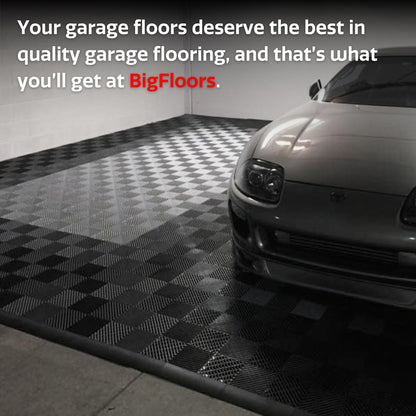 Big Floors RaceDeck Garage Floor Tiles, Interlocking Garage Flooring, Free-Flow Open Rib Self-Draining Heavy-Duty Copolymer Modular Tile (Bright Blue, 48 Pack of 12 x 12" Tiles, 48 Sq Ft)