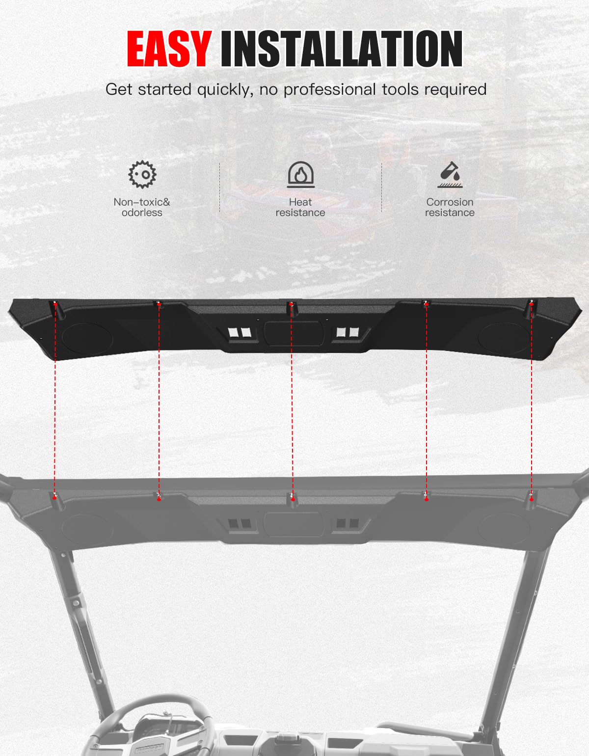 XATVXUTV Overhead 6.5" Speaker Pods Roof Liner for Polaris Ranger XP 1000 / Crew 2017-2025 Accessories, Front Roof Full Enclosure UTV Speaker Box, All-Weather Protection