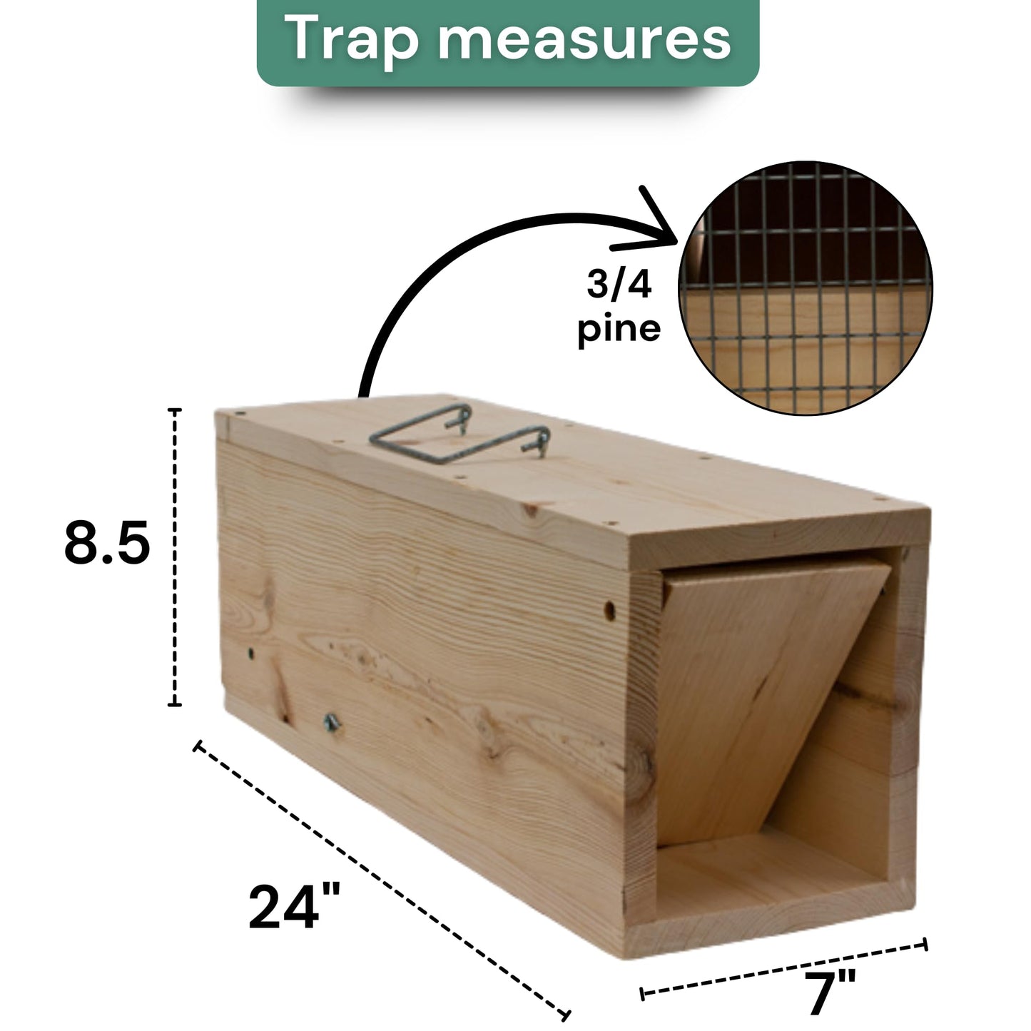 WCS Wooden Rabbit Trap, 24" Humane Live Capture Box Trap for Rabbits & Skunks – Wire-Shy Rabbit Solution, Professional-Grade 3/4" Pine Construction