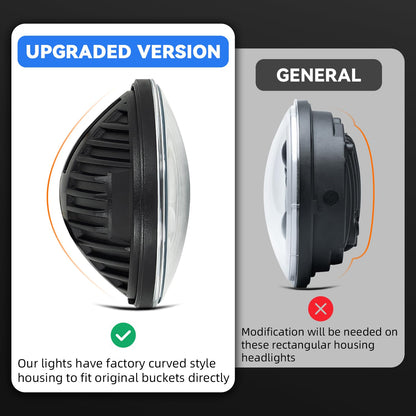 MXSAG 5 3/4'' 5.75" Round white LED Headlights 4pcs H4 HI/LO Beam DRL Compatible for Jeep Wrangler GMC K15/K1500 K25/K2500 K35/K3500 Pickup Suburban Buick Electra