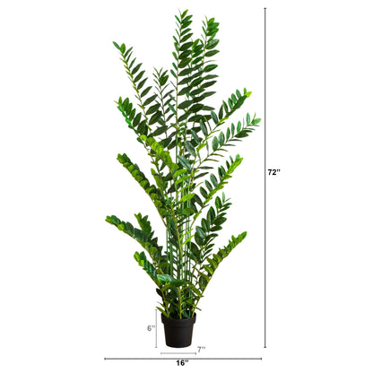 Nearly Natural 6ft Artificial Zamioculcas Plant - Realistic Faux Plant for Home Decor - Premium Materials - Bendable Branches - Year-Round Greenery - Nursery Planter Included