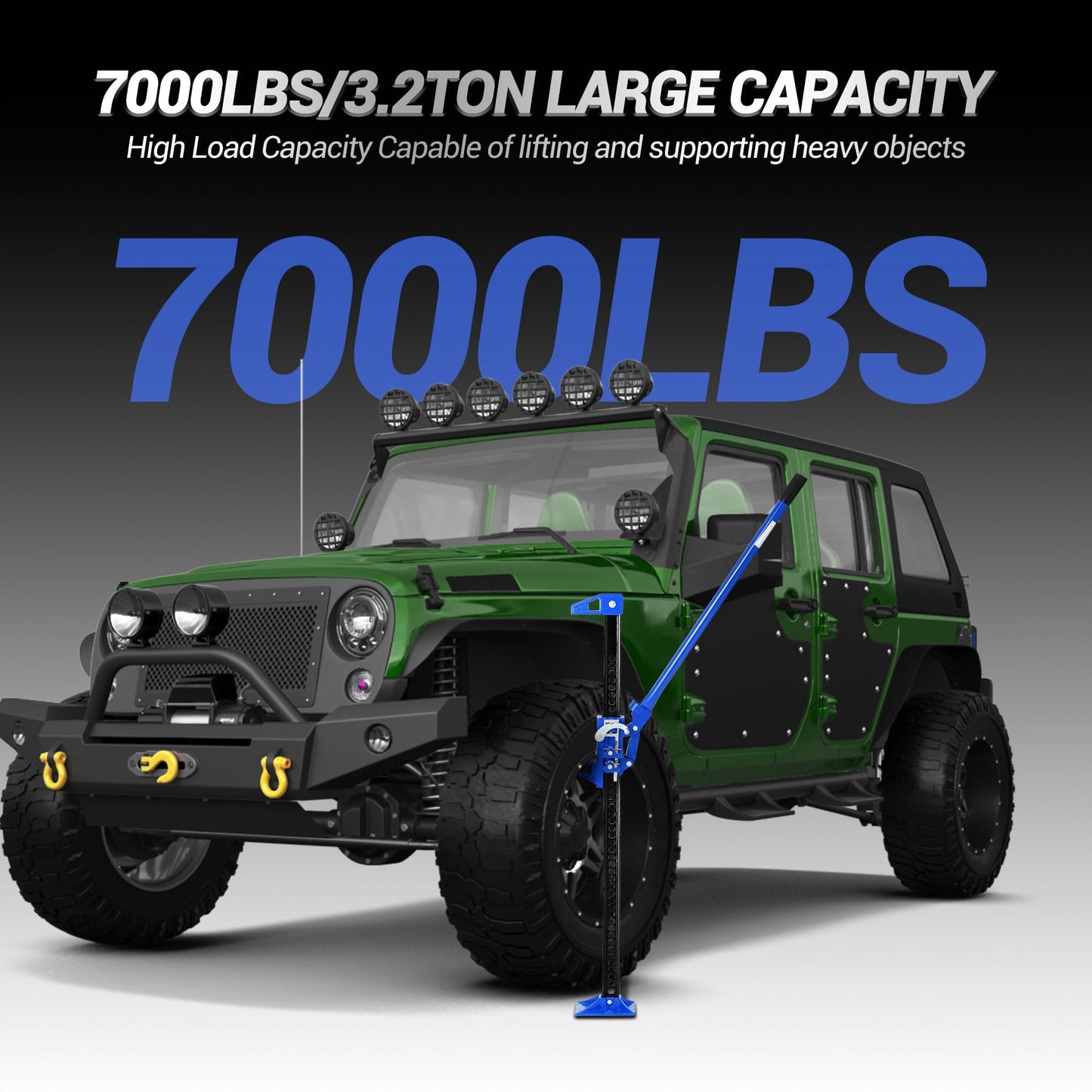 60" Farm Jack 3 Ton Heavy Duty, Hi-Lift Off Road Jack for Truck SUV Tractor - 7000LB Capacity, Ratcheting Lift 5.12-52"