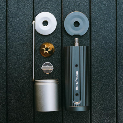 AeroPress Manual Coffee Grinder – Portable Hand Burr Grinder with Titanium-Coated Conical Burrs, 60 Grind Settings, Compact Travel Coffee Bean Grinder for AeroPress, Espresso, French Press, Moka Pot