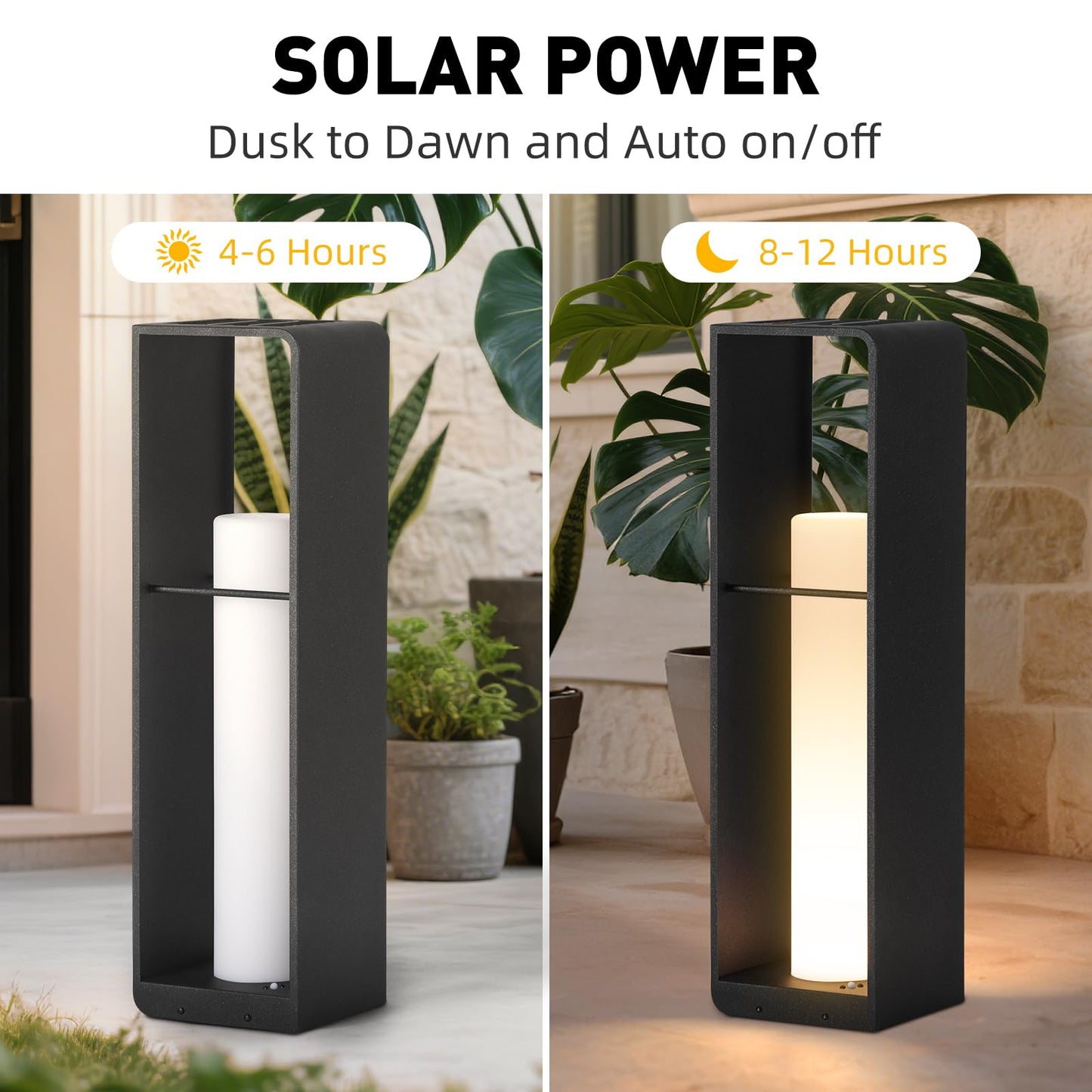Linkmoon Outdoor Lights for Patio, IP65 Solar Lanterns Outdoor Waterproof, 3000K LED Path Lights, Outside Floor Lamp Solar Powered, Dusk to Dawn Landscape Lighting for Deck Garden Yard Backyard Porch