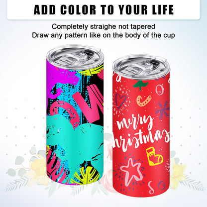 Potchen 30 Pack 16 Oz Sublimation Tumblers Bulk Blanks Straight Skinny Tumblers with Lids Sublimation Cups Stainless Steel Double Wall Vacuum Insulated Mugs DIY Gift Heat Press Machine