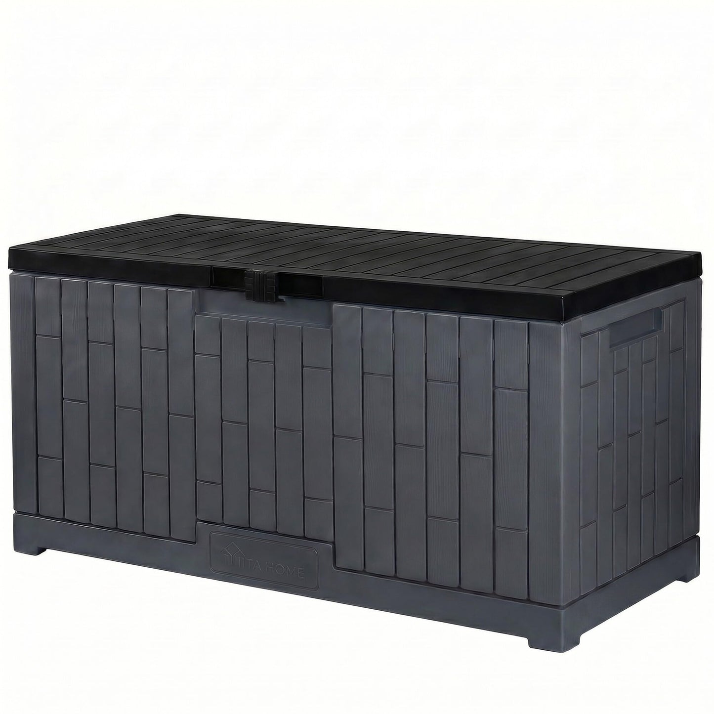 YITAHOME Large Deck Box 120 Gallon Resin Outdoor Storage Box with Slide-Locking Lid, Patio Storage Bin Bench Seat for Outdoor Pillows, Garden Tools and Pool Supplies, Waterproof Lockable, Dark Gray