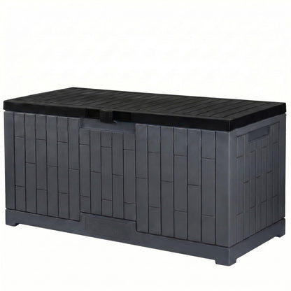 YITAHOME Large Deck Box 120 Gallon Resin Outdoor Storage Box with Slide-Locking Lid, Patio Storage Bin Bench Seat for Outdoor Pillows, Garden Tools and Pool Supplies, Waterproof Lockable, Dark Gray