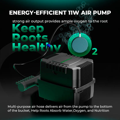 MARS HYDRO DWC Hydroponics Grow System Kit with Recirculating Top Drip, 11W Air Pump, Air Stone, Hose & 4 Buckets, 5 Gallon Deep Water Culture Indoor Hydroponic System