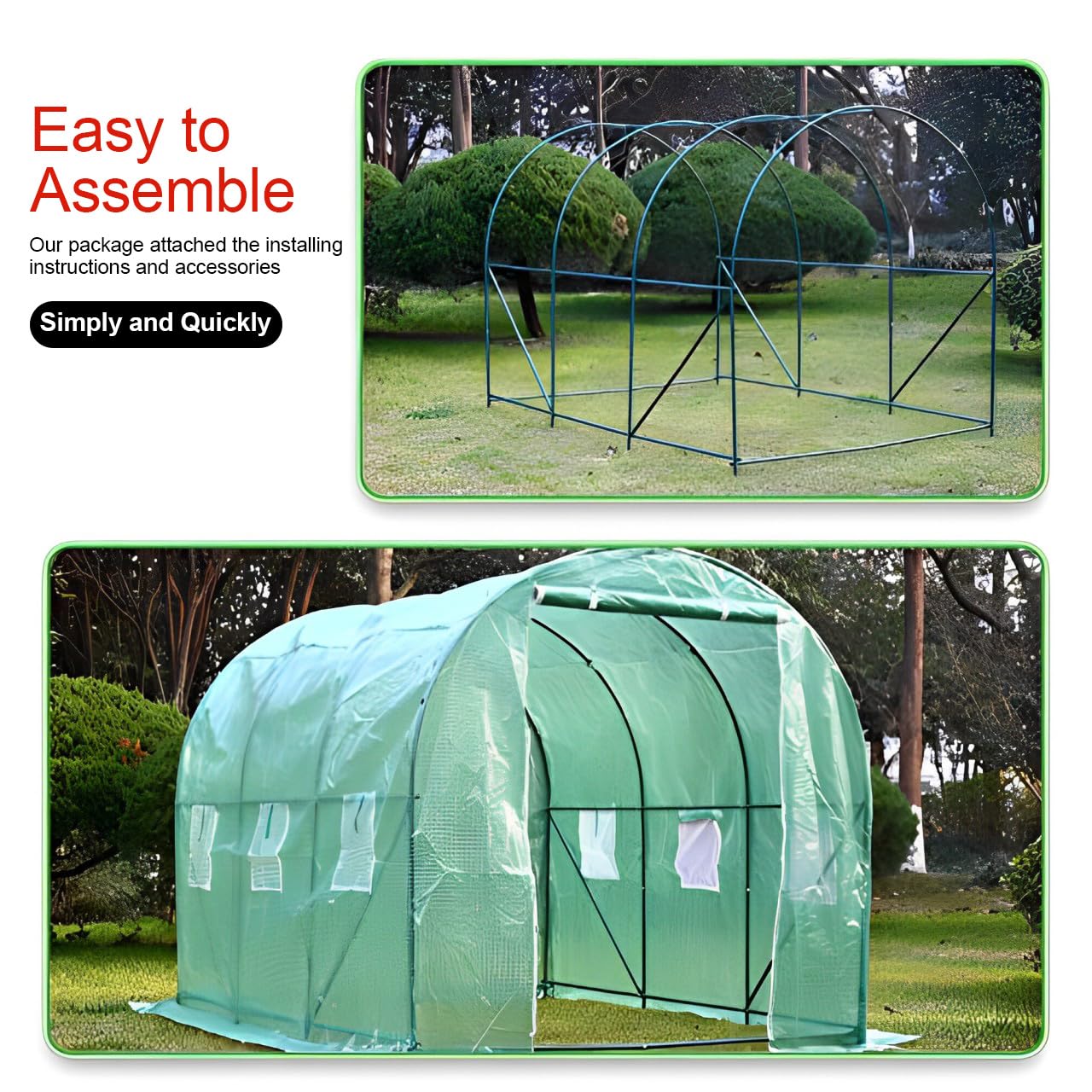 Greenhouse Walk-in Green House Greenhouse Kit with Observation Windows for Outdoor Plants Growing,Green Houses for Outside (L10'xW7'xH7')