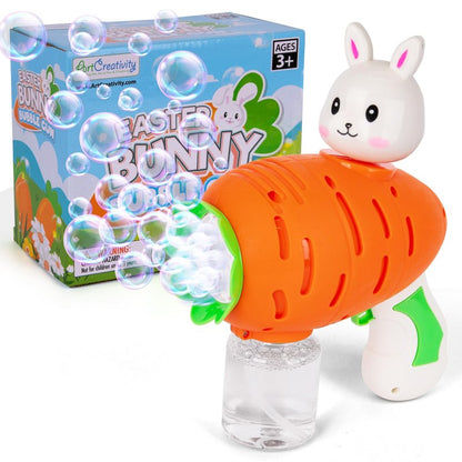 ArtCreativity Bunny Bubble Gun – Fun Carrot-Shaped Easter Bubbles Toy with 100ml Solution – Perfect Easter Stuffers for Kids, Toddler Boy Basket Stuffers, and Bubble Play for Boys & Girls