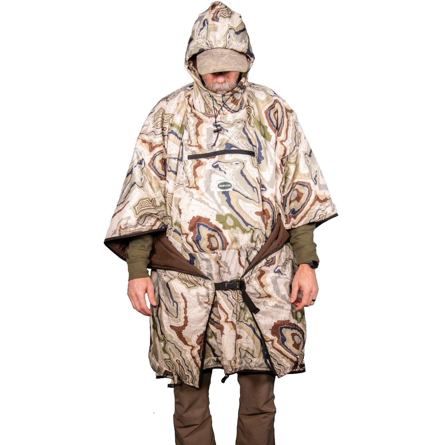 Mueller Insulated Multi-Purpose Poncho, Emergency Blanket and Sleeping Bag Survival and Camping Gear (Country Camo)
