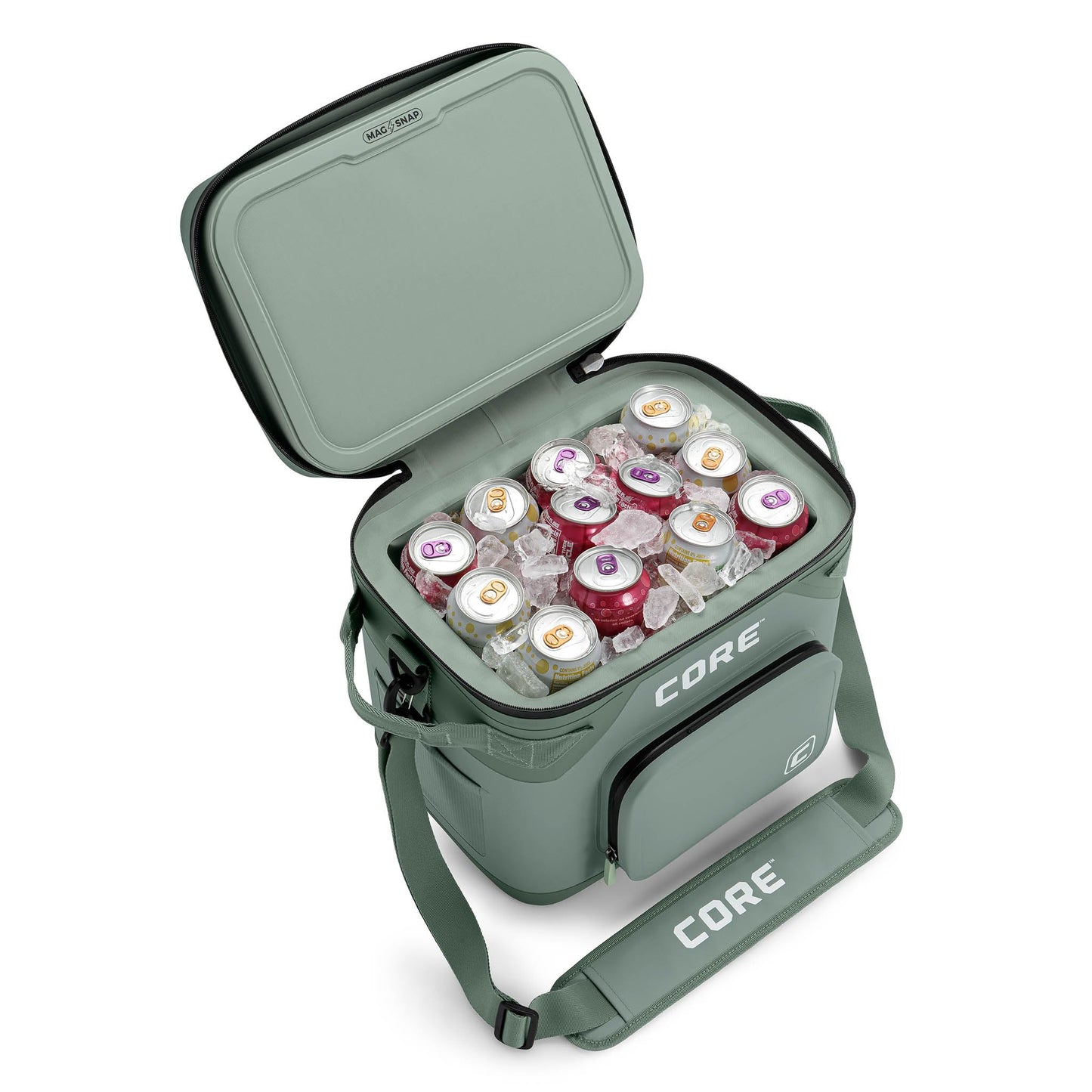 CORE Magnetic Leak Proof 18 Can Soft Cooler with Waterproof Zipper | Insulated Bag Portable Ice Chest Box | Best Soft Cooler for Food & Beverages for Tailgating, Car Camping, and Family Beach Picnics