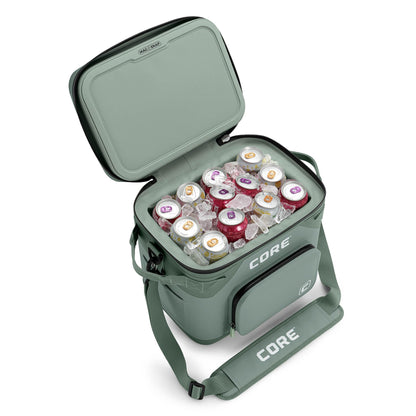 CORE Magnetic Leak Proof 18 Can Soft Cooler with Waterproof Zipper | Insulated Bag Portable Ice Chest Box | Best Soft Cooler for Food & Beverages for Tailgating, Car Camping, and Family Beach Picnics
