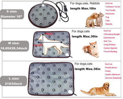 Pet Heating pad Outdoor Small Dog cat Heating pad Heated ped beds for Outside Dogs House Heater Electric Warming pad for Puppies with Timer,Chew Resistant Cord,Easy Clean,Waterproof