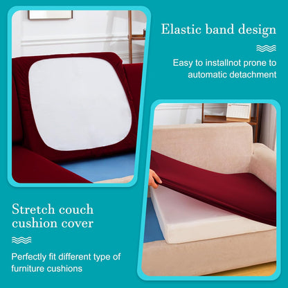 Skiennix 14 Pcs Stretch Patio Cushion Covers - Washable & Reusable Outdoor Sofa Slipcovers | Wine Red