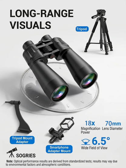 18x70 High Power Binoculars for Adults, Professional 70mm Large Aperture for Astronomy & Stargazing, Ultra-Bright Long Range Binoculars for Low Light & Coastal Observation