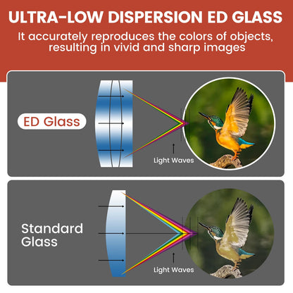 ED 10x50 Professional Binoculars for Adults High Powered, Fully Multi-Coated Lenses, Super Bright BAK4 Prism Waterproof Compact Binoculars for Bird Watching Hunting Stargazing Hiking Cruise Travel