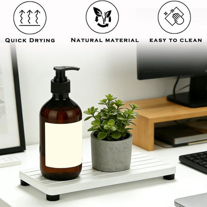 2PCS Stone Drying Tray, Water Absorbing Stone Tray for Sinks, Neat Diatomite Sink Trays, Fast Drying Kitchen Sponge Hand Soap Holder, Instant Dry Sink Coasters Used for Bathroom Counter -White