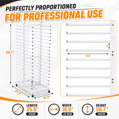 Colingmill 40 Tier Cabinet Doors Paint Drying Rack Stand with Casters Large Capacity Finishing Rack Space Saving Steel Door Drying Stand for Paint Stain Spray Workshop Wood Panels Doors