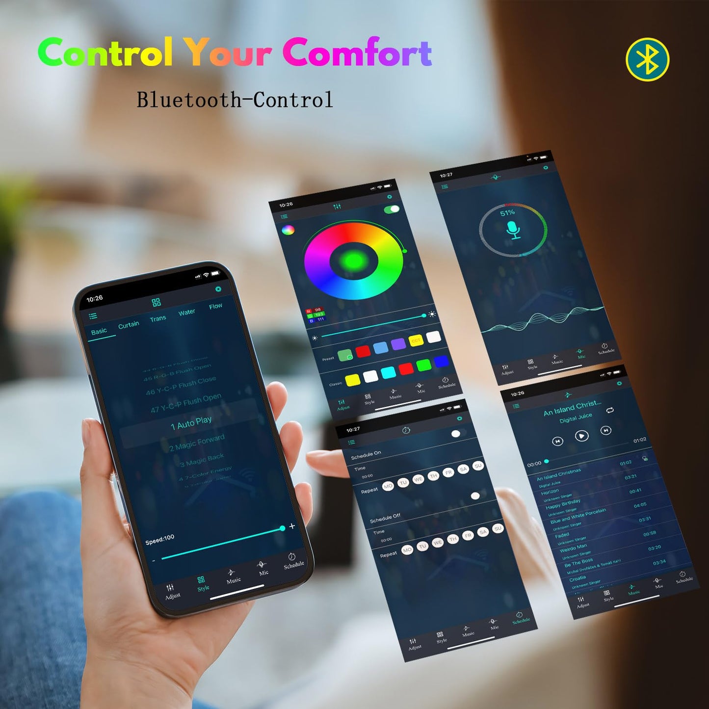 YAIYAN 50ft Outdoor String Lights Color Changing - Dimmable RGBW Smart Patio Lights with 20 Bulbs, Waterproof Shatterproof, Music Mode, Connectable, Remote & App Control for Halloween, Christmas